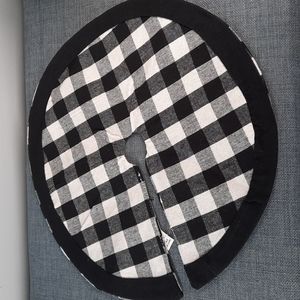 Black White Buffalo Check Tree Skirt Small  12"Dia Holiday Christmas Halloween